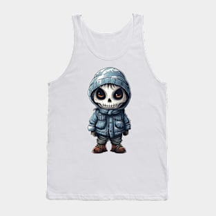 A figure of a ghastly boy in a halloween mask ! snow ! Tank Top